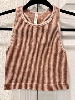 ZENANA Mineral Wash Ribbed Brami Bralette Crop top "NEW"